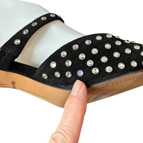 Dolce Vita Kanika Mid Crystal Studded Pointed Toe Black Heels 9.5 - Picture 8 of 11
